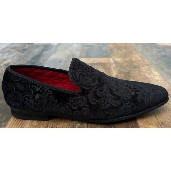 La Milano Broderick Black Velvet Slip On Men’s Dress Loafers Size 11.5 - Picture 1 of 8